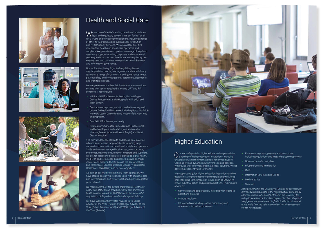 Bevan Brittan Welcome company brochure inner spread pages